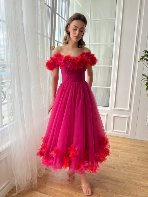 Teuta matoshi-Cerise Fleur Midi Dress