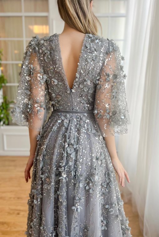 Teuta matoshi-Silver Blossom Gala Gown - Image 2