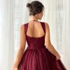 Teuta matoshi-Burgundy Dantelle Midi Dress