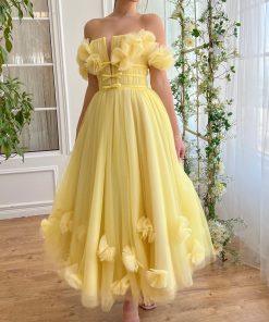 Teuta matoshi-Yellow Magnolia Midi Dress