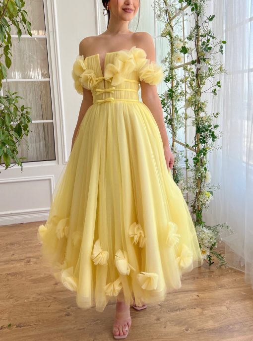 Teuta matoshi-Yellow Magnolia Midi Dress