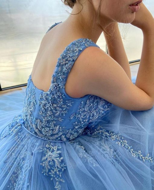 Teuta matoshi-Dreamy Cerulean Laced Gown - Image 2