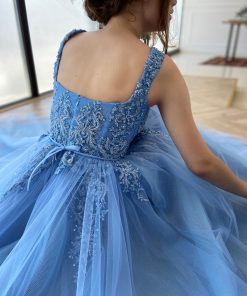 Teuta matoshi-Dreamy Cerulean Laced Gown