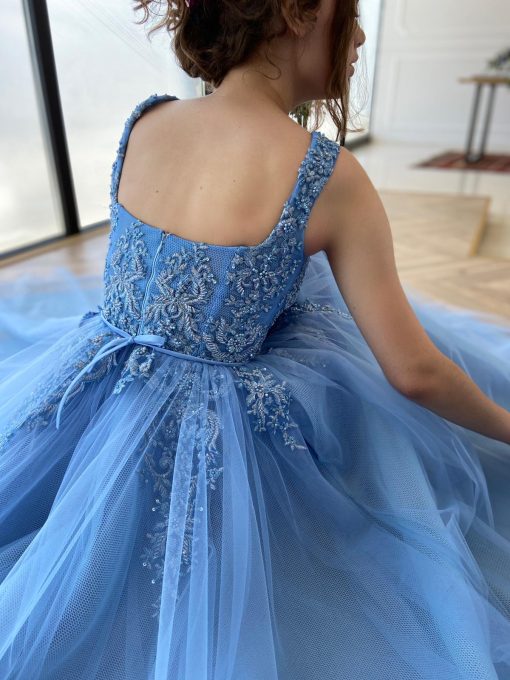Teuta matoshi-Dreamy Cerulean Laced Gown