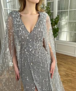 Teuta matoshi-Crystal Cape Mermaid Dress