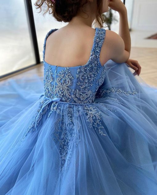 Teuta matoshi-Dreamy Cerulean Laced Gown - Image 3