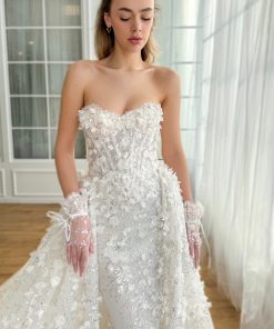 Teuta matoshi-Jasmine Ivory Lace Gown 2