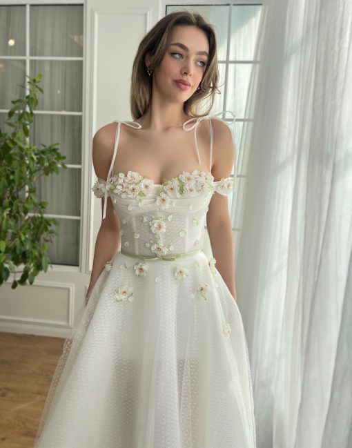 Teuta matoshi-Tulip Bloom Mesh Gown