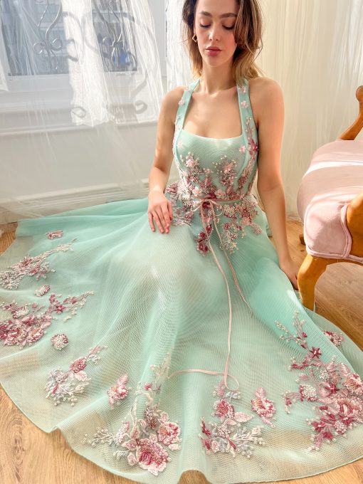 Teuta matoshi-Aqua Mist Midi Dress