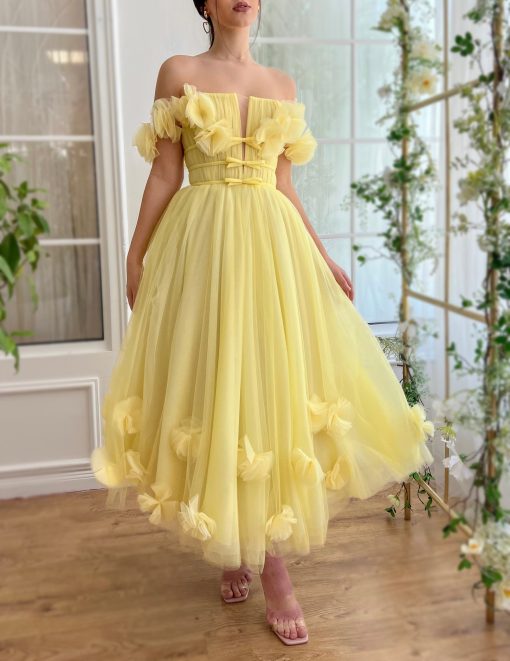 Teuta matoshi-Yellow Magnolia Midi Dress - Image 2