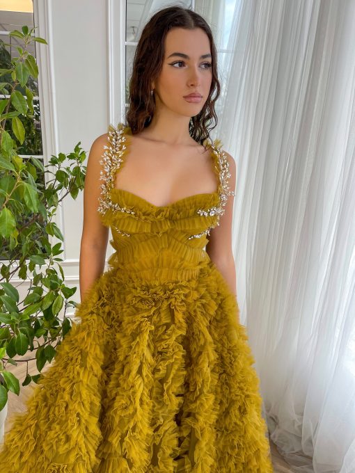 Teuta matoshi-Golden Glow Ball Gown