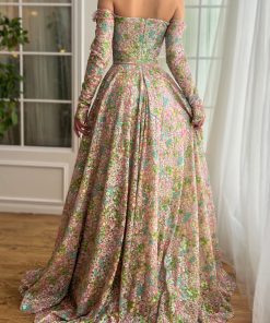 Teuta matoshi-Coral Rose Off-Shoulder Gown 2