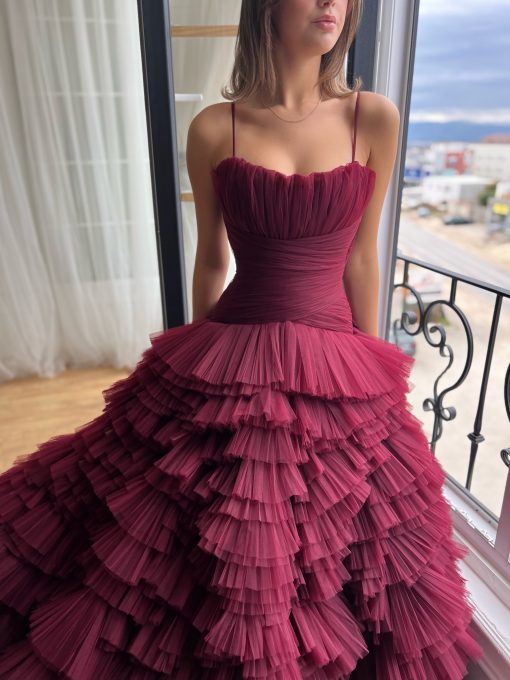 Teuta matoshi-Ruby Ruffle Gown - Image 2