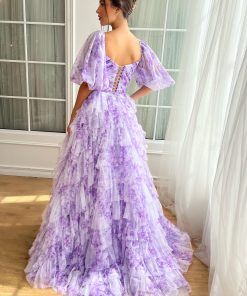 Teuta matoshi-Violet Sky Ruffled Gown