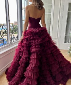 Teuta matoshi-Ruby Ruffle Gown