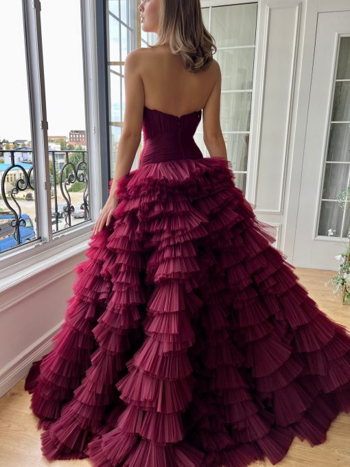 Teuta matoshi-Ruby Ruffle Gown