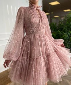 Teuta matoshi-Starry Pastel Pink Mini Dress 2