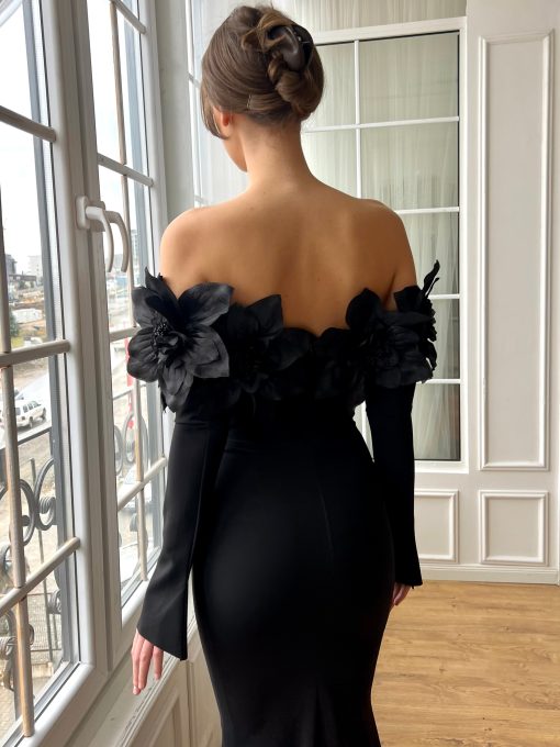 Teuta matoshi-Jet Petal Mermaid Dress
