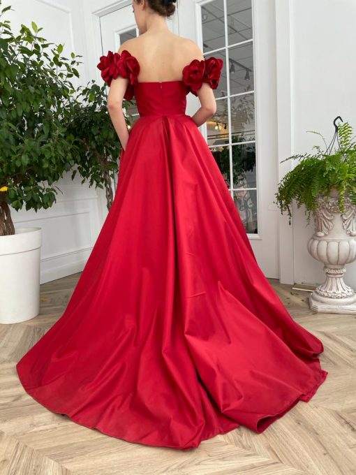 Teuta matoshi-Eternal Blossom Red Gown - Image 2