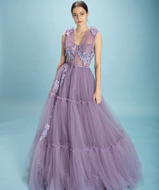 Teuta matoshi-Charming Violet Gown - Image 3