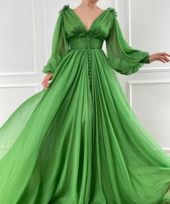 Teuta matoshi-Draped Kelly Green Gown 2