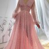 Teuta matoshi-Pink Mimosa Beaded Gown