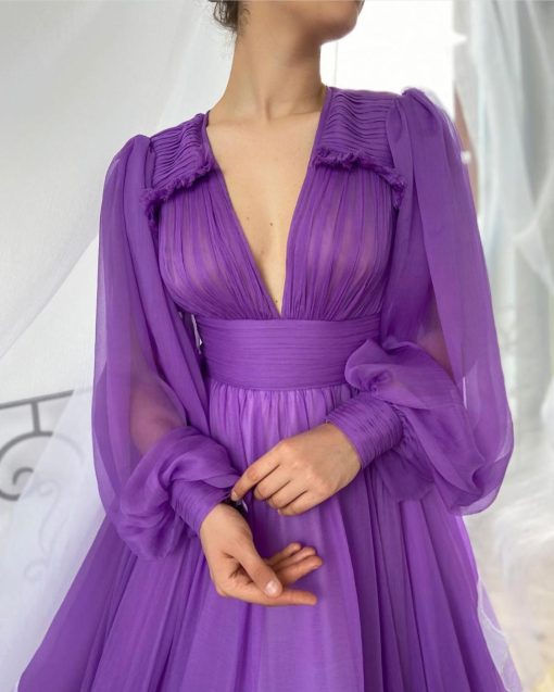 Teuta matoshi-Draped Royal Purple Gown - Image 3