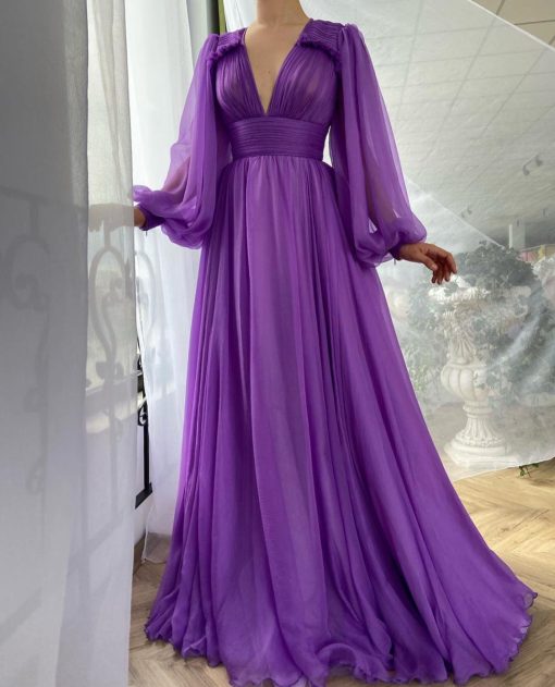 Teuta matoshi-Draped Royal Purple Gown - Image 2