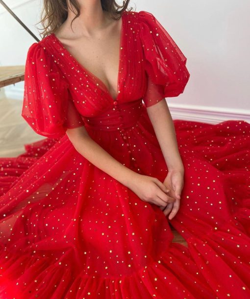 Teuta matoshi-Scarlet Red Dress - Image 3