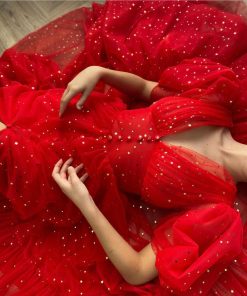 Teuta matoshi-Scarlet Red Dress