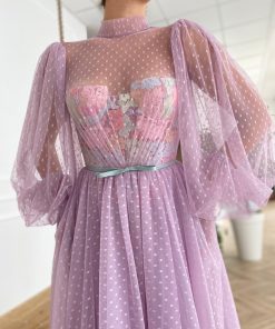 Teuta matoshi-Lilac Dotted Dress 2