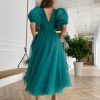 Teuta matoshi-Teal Dotted Dress
