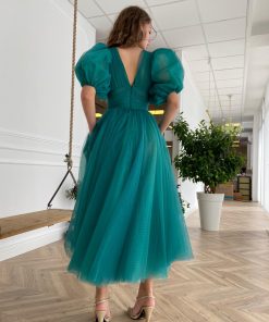 Teuta matoshi-Teal Dotted Dress