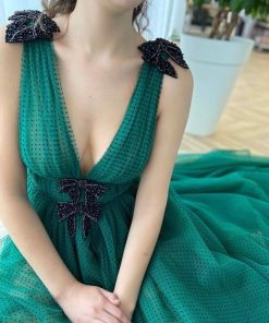 Teuta matoshi-Celadon Dotted Gown