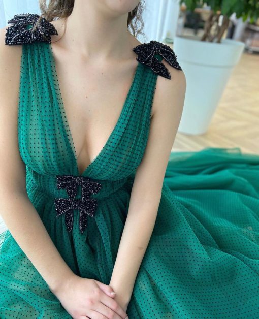 Teuta matoshi-Celadon Dotted Gown