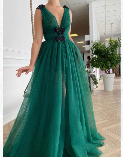 Teuta matoshi-Celadon Dotted Gown - Image 3