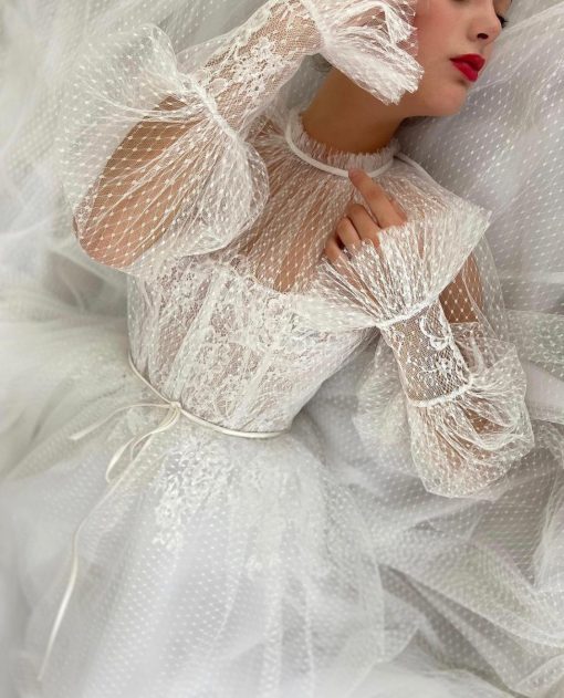 Teuta matoshi-Artemesia Ethereal Dotted Bridal Gown - Image 3