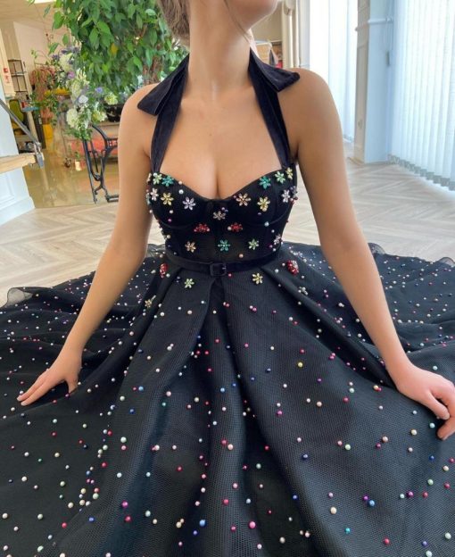 Teuta matoshi-Midnight Embroidered Dress - Image 3