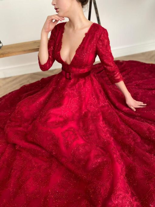 Teuta matoshi-Alizarin Bloom Gown - Image 2