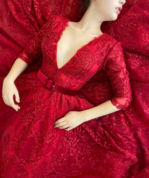 Teuta matoshi-Alizarin Bloom Gown - Image 3