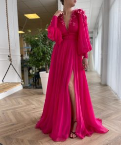 Teuta matoshi-Butterfly Fuchsia Gown 2