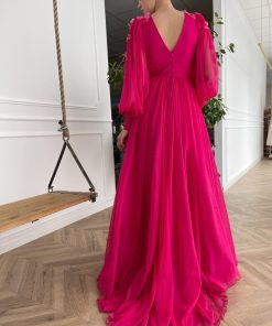 Teuta matoshi-Butterfly Fuchsia Gown