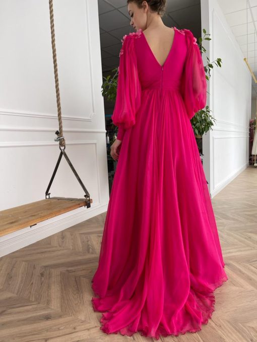 Teuta matoshi-Butterfly Fuchsia Gown