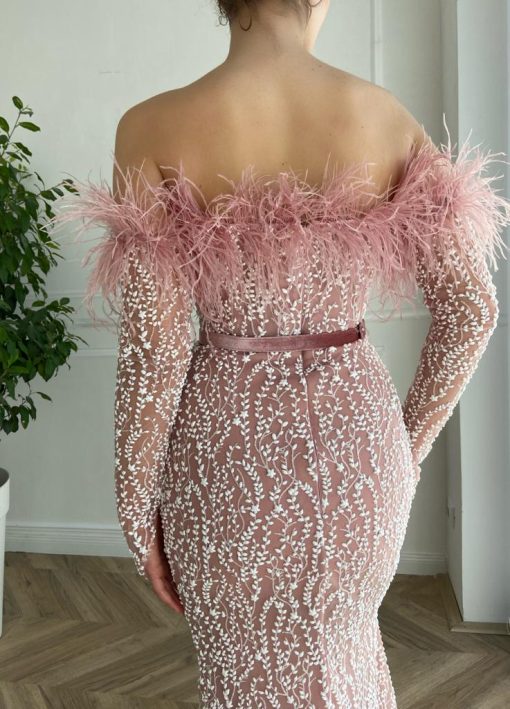 Teuta matoshi-Pink Ivy Silhouette Gown