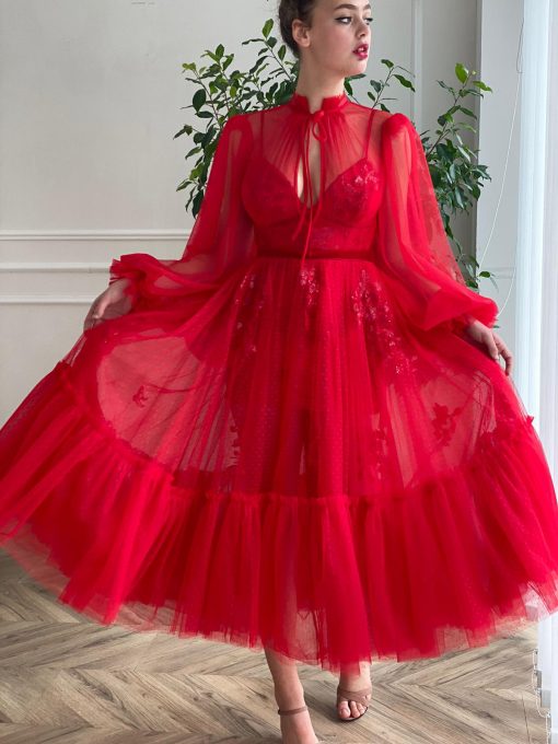 Teuta matoshi-Dotted Scarlet Love Dress - Image 2