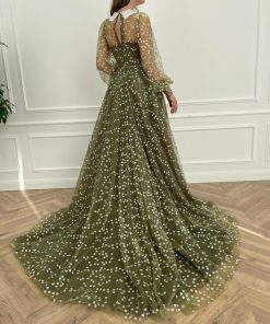 Teuta matoshi-Olive Flowery Gown 2