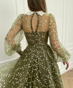Teuta matoshi-Olive Flowery Gown