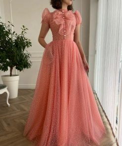 Teuta matoshi-Dotted Peachy Gown