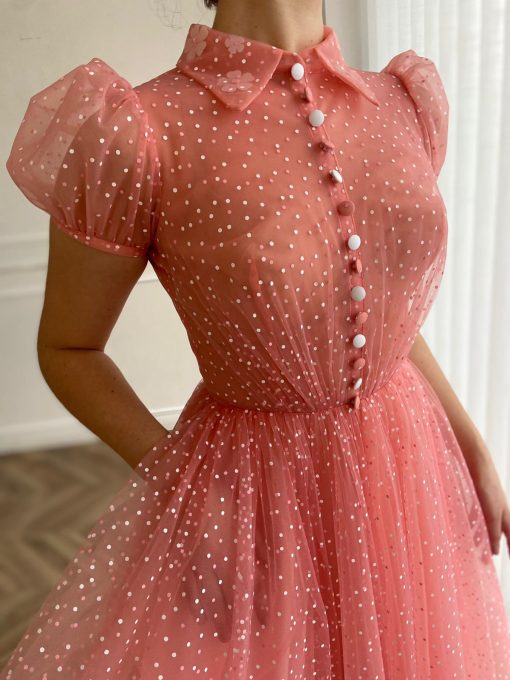 Teuta matoshi-Dotted Peachy Dress