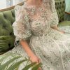 Teuta matoshi-Mint Camelia Puff Sleeve Dress